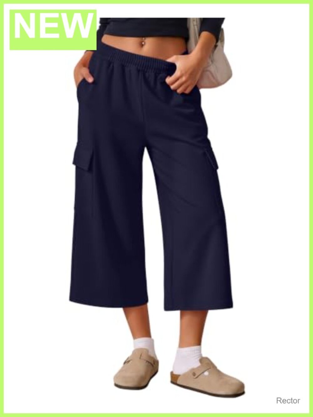 Women's Cargo Capri Wide Leg Sweatpants High Waist
